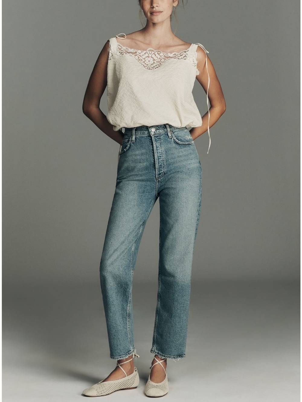 NWT AGOLDE 90’s Pinch Waist Crop in Renew